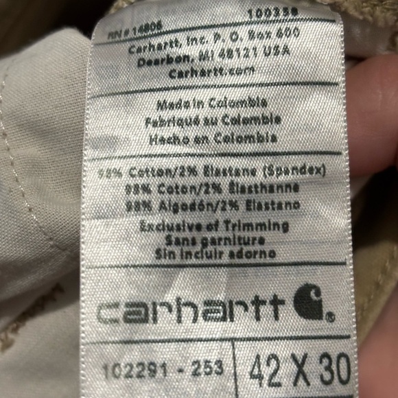 Carhartt Men’s 42x30 Duck Canvas Cargo Pants Stretch Utility Relaxed Tan Workear - Picture 5 of 10